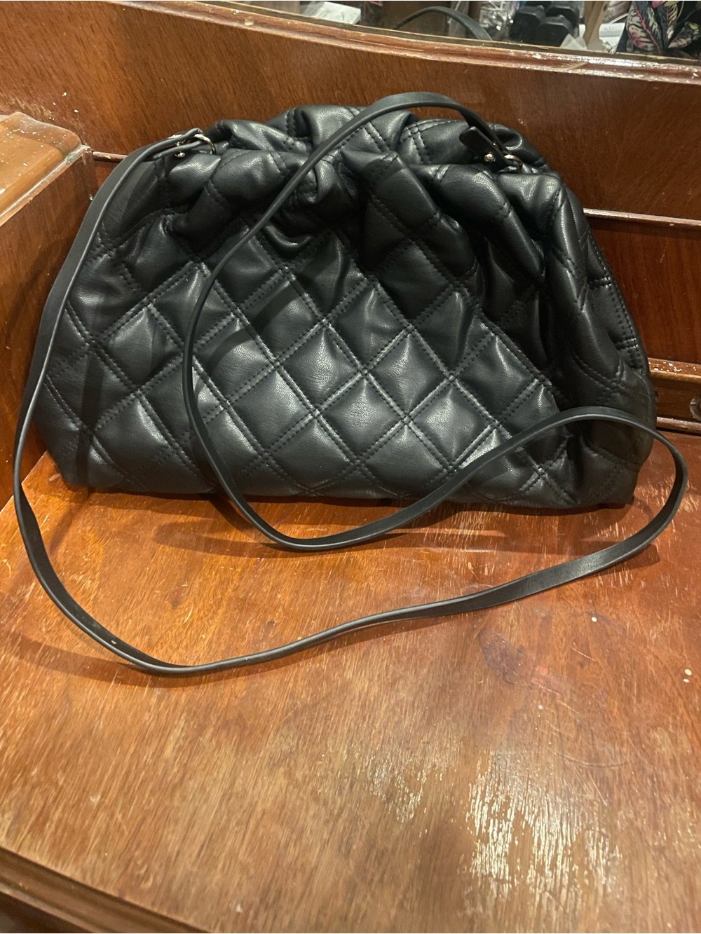 H&M Quilted Black Faux-Leather Shoulder Bag